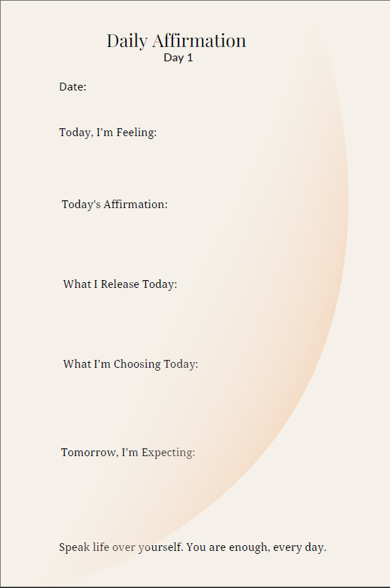 I Am Enough — Affirmation & Reflection Journal (30-Day Digital Journey)
