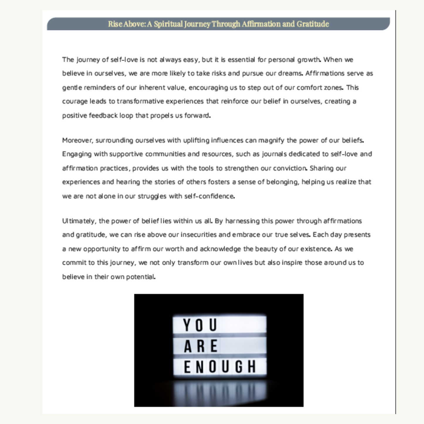 Rise Above — A Spiritual Journey Through Affirmation and Gratitude (Ebook)