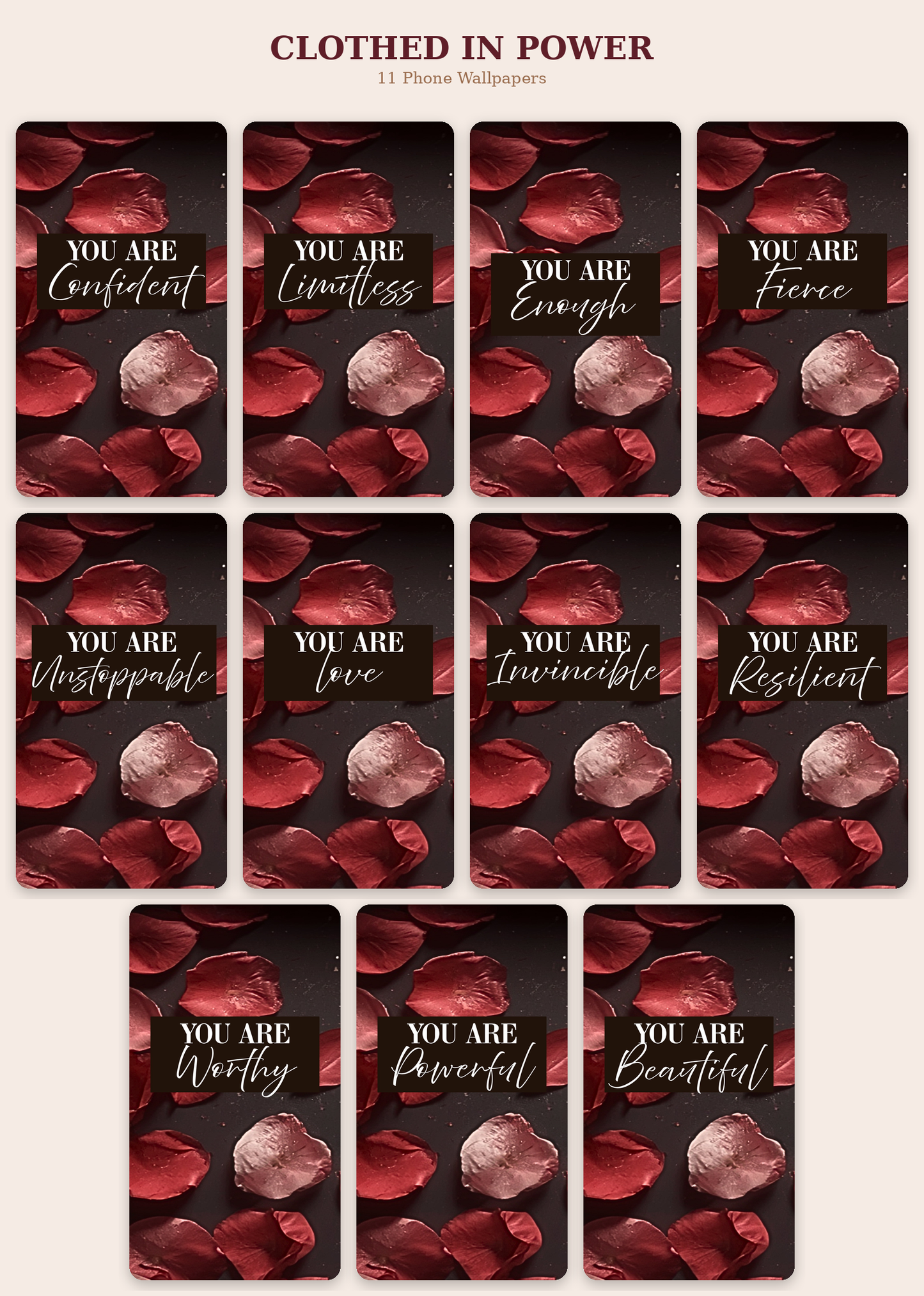 Clothed in Power — Phone Wallpaper Collection (11 Digital Wallpapers)