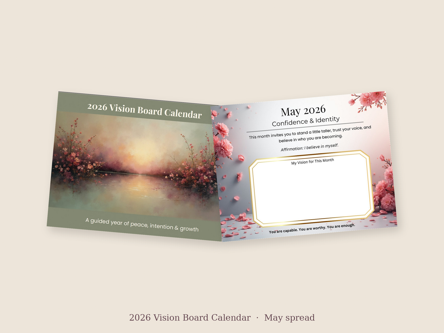 2026 Vision Board Calendar — A Guided Year of Peace, Intention & Growth